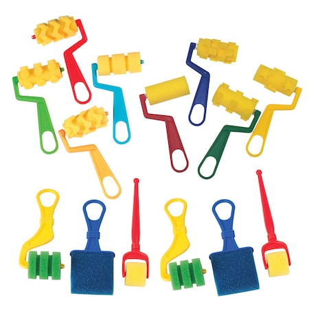 Creativity Street Foam Rollers And Brush Classroom Pack, Assorted, 14 Pieces PAC9852